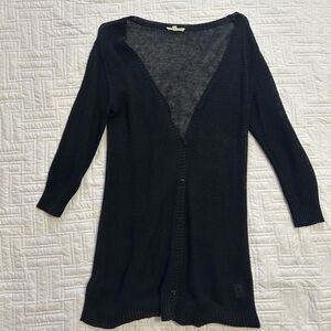 Eileen Fisher Black Open-Front Cardigan